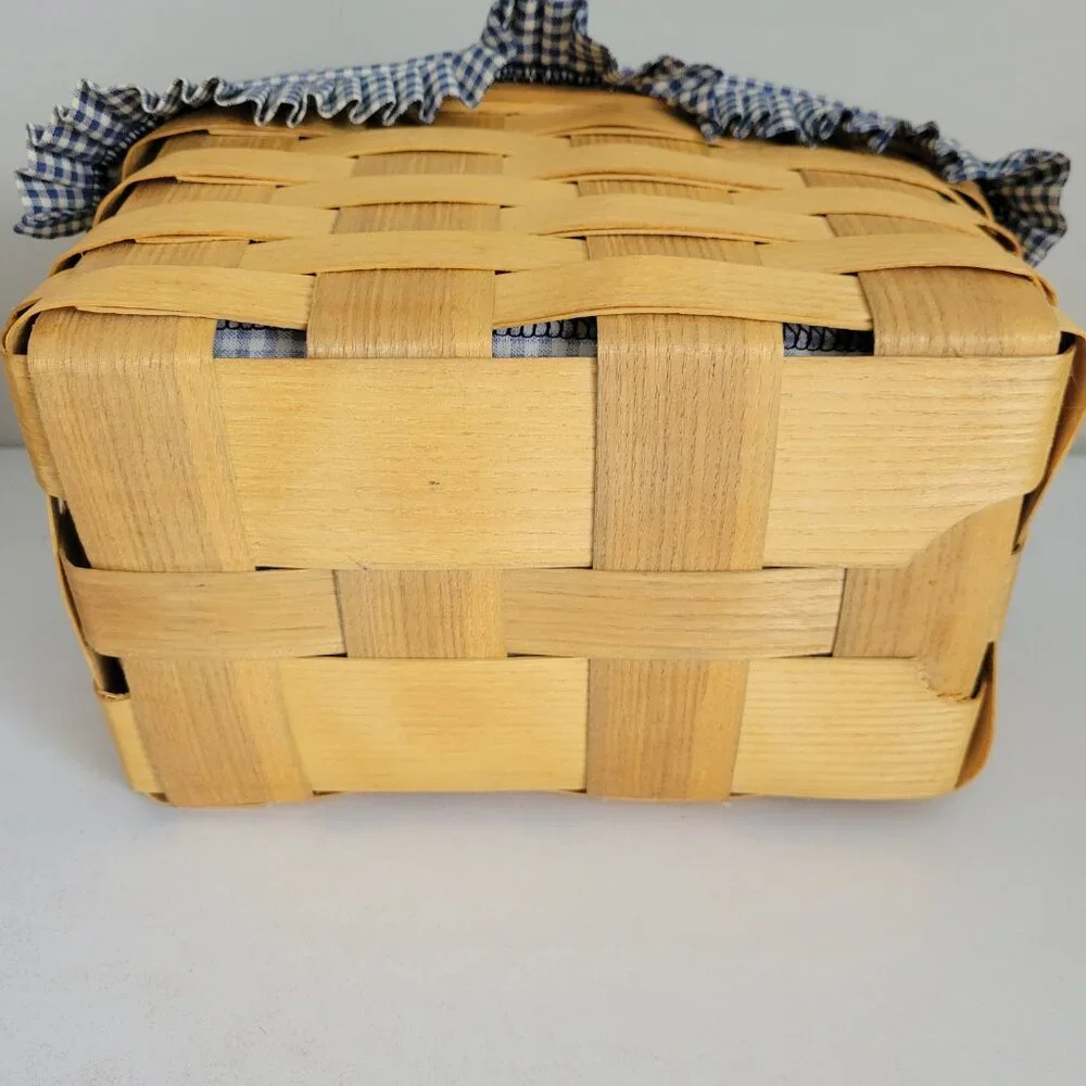 Peterboro Basket Co Braided Leather Handles Basket w Plastic insert 10